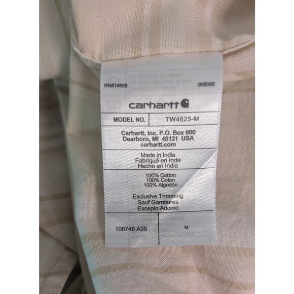 New CARHARTT Loose Fit Midweight Short Sleeve 100% Cotton Plaid Shirt MEDIUM - Picture 5 of 5